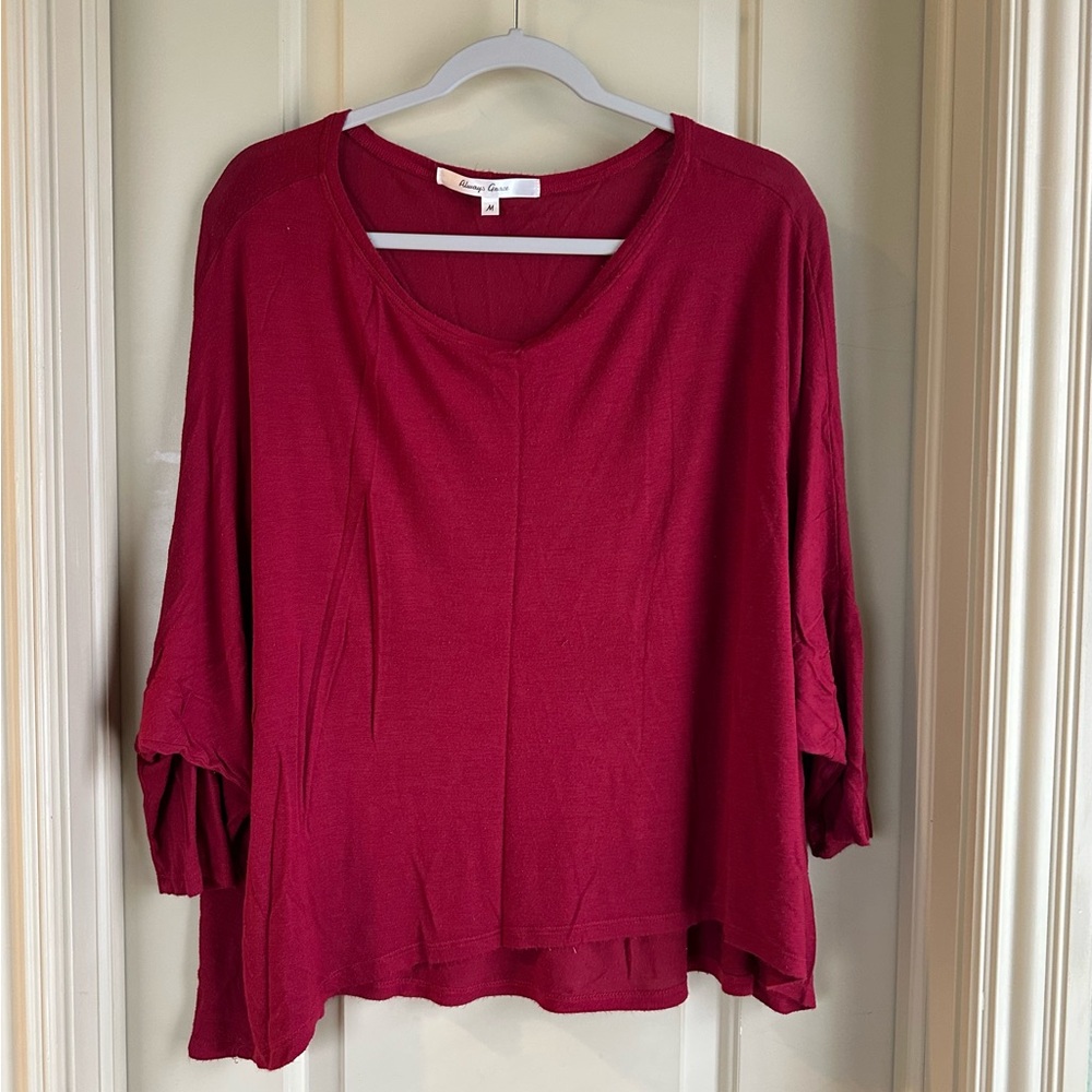 Women’s Always Grace Loose Fitting Top; Deep Red; Size M